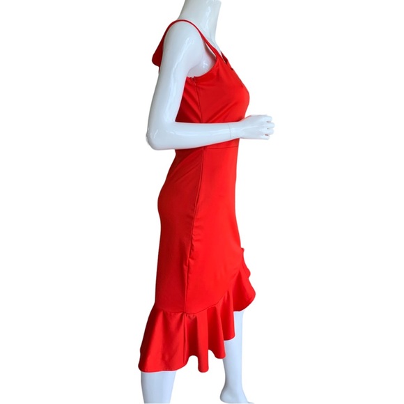 CBR RED OFF SHOULDER MERMAID FISHTAIL RUFFLE PARTY DRESS. WOMEN’S SIZE L… - Picture 3 of 10